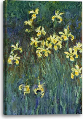 Produktbild von Leinwandbild (70x100cm): Claude Monet - Gelbe Schwertlilien, echter Holz-Keilrahmen inkl. Aufhänger, handgefertigt in Deutschland