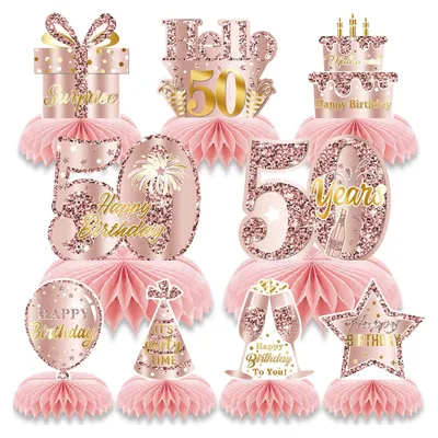 Produktbild von Tischdekoration 50. Geburtstag - 9 Teile Roségold - GN251129SRZMZSMGJWS