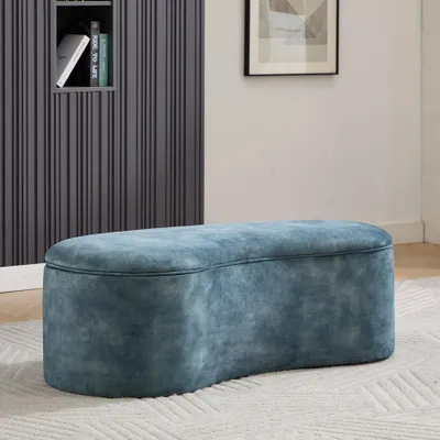Produktbild von riess-ambiente Polsterbank ELEMENTAL 120cm petrol Samt mit Stauraum organische Form