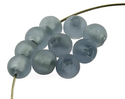 Produktbild von Vintageparts Silberfolienperlen Lampwork Gefrostet Grau 10mm, 6 Stück