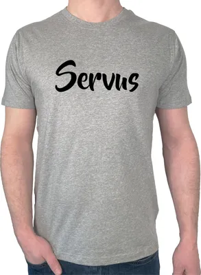 Produktbild von Huuraa Herren T-Shirt Servus Schriftzug XXL Sport Grey Bio Baumwolle Fairtrade Herrenshirt Geschenkidee
