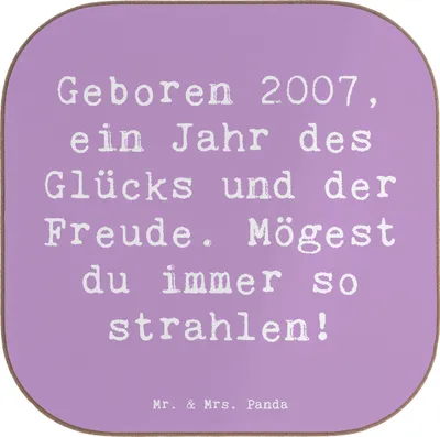 Produktbild von Mr. & Mrs. Panda Untersetzer für Gläser Spruch 2007 Geburtstag - Lavendeltraum - Geschenk, Happy Birthday, bieruntersetzer, feiern, Jubiläum, Coaster, Geburtstagsgeschenk