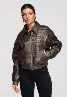 Produktbild von Ombre Damen-Bomberjacke im Oversize-Style mit verkürzter Länge coffee L