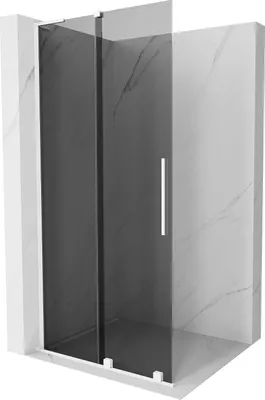 Obrázek produktu pro Mexen Velar L sprchová stěna posuvná Walk-in 120 x 200 cm, grafit 8 mm, bílá - 871-120-003-43-20