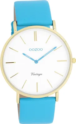 Produktbild von Oozoo Damen Armbanduhr blau Analog Vintage Series Lederarmband D2UOC20315