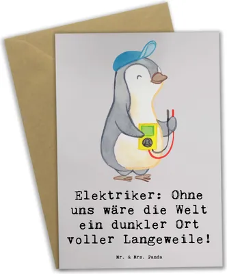 Produktbild von Mr. & Mrs. Panda Grußkarte Elektriker Helden - Grau Pastell - Geschenk, Berufsprodukte, dankeskarten, weihnachtskarten, Herausforderung, Berufspassion, Anerkennung, Beruf