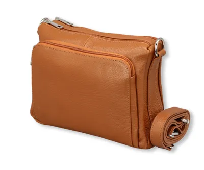 Produktbild von Adel Bags BECKY Schultertasche Leder, Umhängetasche für Damen, Cognac Braun