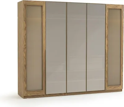 Zdjęcie produktu dla Elegancka brązowa szafa – 5 drzwi i dużo miejsca do przechowywania