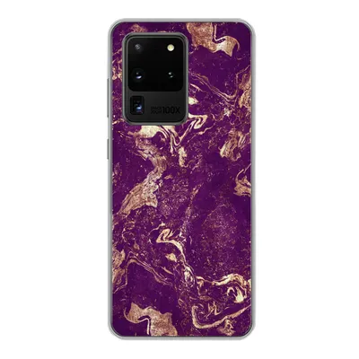 Produktbild von MuchoWow® Handyhülle Schutzhülle Hülle für Samsung Galaxy S20 Ultra Naturstein - Kalkstein - Gold Silikon Softcase Handy Hülle - Karteninhaber