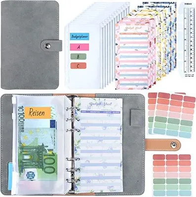 Produktbild von Famanu Budgetplaner - A6 Ringbuch mit Geldumschlägen und Zubehör