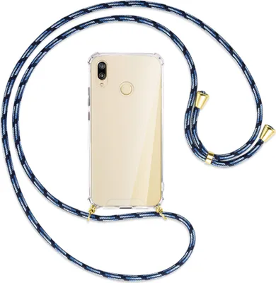 Produktbild von Handykette Backcover-Schutzhülle mit Band (Metall goldfarben) für Huawei P20 lite - Blautöne