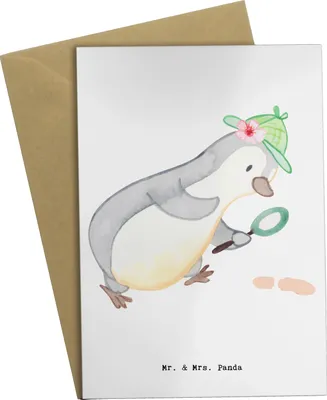 Produktbild von Mr. & Mrs. Panda neujahrskarte Detektivin Herz - Weiß - Geschenk, osterkarte, Grußkarte, Ermittlerin, Suche, Agentin, Privatdetektei, weihnachtskarten, einladungskarten