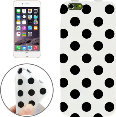 Produktbild von TPU Backcover Hülle gepunktet für Handy Apple iPhone 6 Plus Weiß / Schwarz