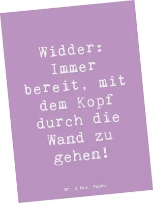 Produktbild von Mr. & Mrs. Panda Grußkarte Spruch Widder Power - Lavendeltraum - Geschenk, Postkarten, Horoskop, Mut, Herausforderung, Geschenke Astrologie, Tierkreiszeichen, Postkarte
