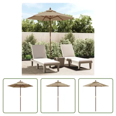 Image de The Living Store Parasol avec mât en bois Taupe 196x231 cm