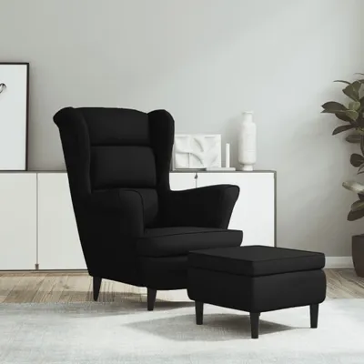 Produktbild von vidaXL Křeslo s taburetem Black Velvet