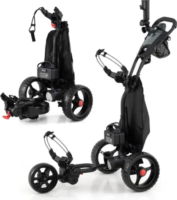 Zdjęcie produktu dla Wózek golfowy COSTWAY z napędem elektrycznym, 3-kołowy wózek golfowy, wózek golfowy z uchwytem i 9 ustawieniami prędkości, wózek golfowy z uchwytem na parasol, uchwytem na napoje