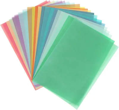 Imagen del producto de Papel transparente de colores, formato A4, 20 hojas, 100 g/m², ideal para manualidades