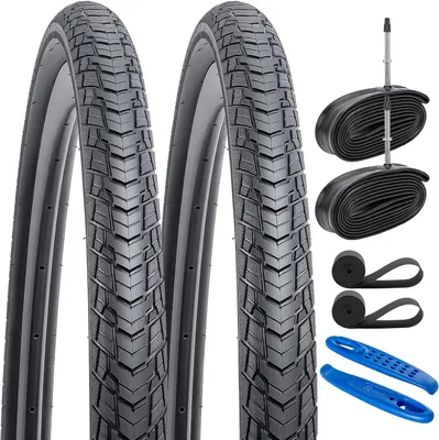 Zdjęcie produktu dla Opona rowerowa 2 szt. 700x38C, z dętką zawór Presta, do rowerów gravel i szosowych