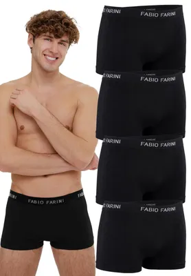 Produktbild von Fabio Farini - 4 Stück Herren Unterhosen - Männer Retroshorts aus weicher Microfaser im sportlichen Look mit Logoschriftzug