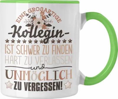 Produktbild von Trendation - Kollegin Abschied Tasse Abschiedsgeschenk Spruch Kollegin Geschenkidee zum Abschied Becher Kaffeetasse (Grün)