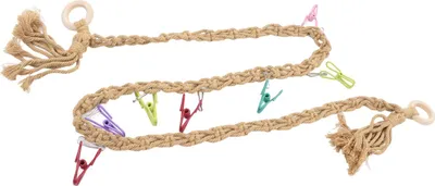 Produktbild von Hängende Stofftier-Aufbewahrungskette, platzsparende Wandspielzeug-Dekoration mit Clips und Haken für Kinderzimmer, Gelb