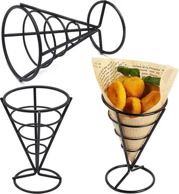 Produktbild von Famanu Frittierständer Kegelform - Edelstahl - 3 Stück - Schwarz