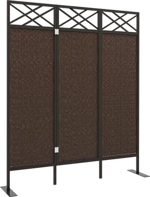 Produktbild von Vintage Raumteiler Paravant 3-teilig 148x33x181 cm Braun Schwarz Raumtrenner Sichtschutz