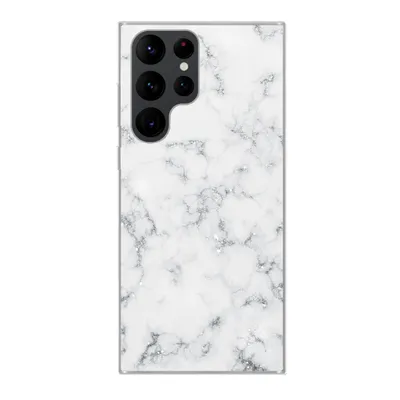 Produktbild von MuchoWow® Handyhülle Schutzhülle Hülle für Samsung Galaxy S22 Ultra Marmor - Weiß - Silber - Glitter - Marmoroptik - Chic Silikon Softcase Handy Hülle - Abbildung