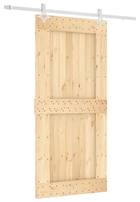 Image de Porte coulissante vidaXL, finition naturelle et blanche, 95 x 210 cm, pin massif