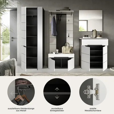 Produktbild von Canu Garderobenmöbel Set C31 weiß, grau.