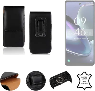 Produktbild von K-S-Trade Holster Gürteltasche Handy Hülle Schutzhülle kompatibel mit TCL 50 5G Handyhülle Leder schwarz, 1x