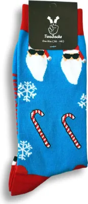 Produktbild von TwoSocks Weihnachtssocken Cool Santa lustige Socken für Damen & Herren witzige Strümpfe als Geschenk, Baumwolle Einheitsgröße