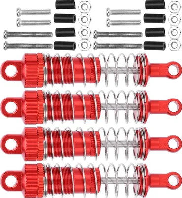 Image de Jeu de 4 amortisseurs en alliage d'aluminium, accessoires pour amortisseurs à ressort pour voiture RC MN 1/12 D90, rouge