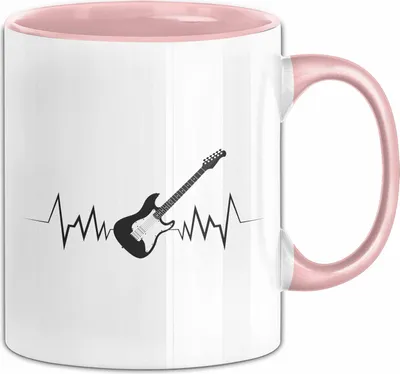 Produktbild von Gitarre Tasse Herzschlag Geschenk Gitarrist Instrument Gitarrenspieler (Rosa)