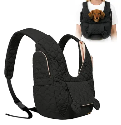 Produktbild von Hundetragetasche Bis 10 Kg, Hundetasche Für Kleine Hunde, Hunderucksack, Freihändige Hundetasche, Frontpaket Hundetragetuch Mit Verstellbarem Für Spaziergang Aktivitäten,Freien,Ausflüge,Schwarz