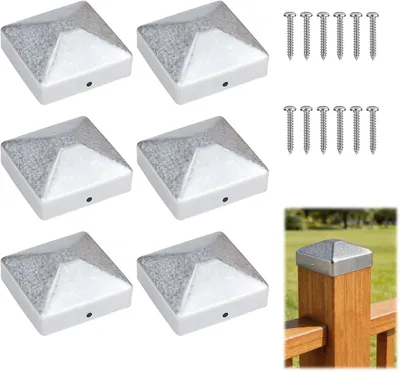 Obrázok produktu pre Kryt na stĺpik 10x10 cm, 6 ks, oceľ, pre plot, vrátane 12 skrutiek