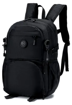 Produktbild von Handgepäck Rucksack 40x30x20 Wizzair Faltbar Travel Rucksack 25L Leicht Reiserucksack Handgepäck Flugzeug Wasserdicht Carry On Luggage für Arbeit Business Reisen Herren Damen Schwarz