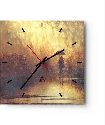 Produktbild von Wanduhr - Quadrat - Glasuhr - Frau Regen - 30x30cm - Schleichendes Uhrwerk - Lautlos - zum Aufhängen bereit - Dekoration Modern - Wanddekoration aus Glas - C3AC30x30-3755