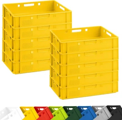 Produktbild von BURI 10 Stück Fleischkiste E1 Lagerkiste 60x40x12,5 cm Metzgerkiste Eurobox aus Deutschland lebensmittelecht, robust, stapelbar