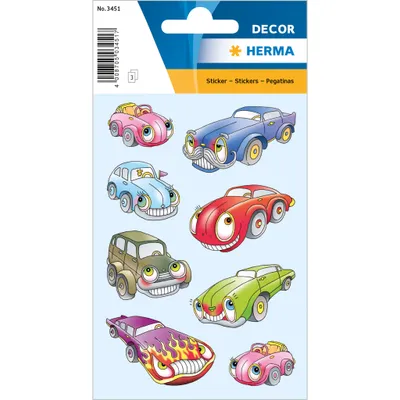 Zdjęcie produktu dla HERMA etykiety dekoracyjne DECOR samochody 3 arkusze 9x16,3 cm