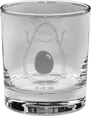 Produktbild von Mr. & Mrs. Panda Glas für Gin Avocado Glücklich - Transparent - Geschenk, Frucht, gravur, Cocktailglas, Chaos, Trinkglas, Tumbler, Juhuu