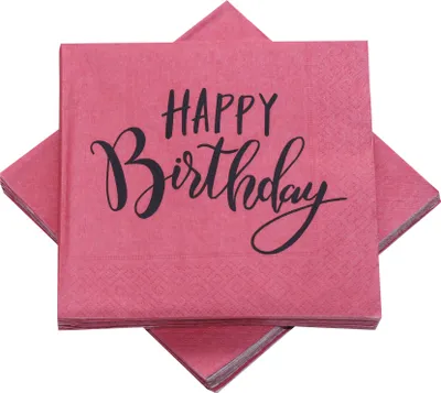 Produktbild von Servietten zum Geburtstag 'Happy Birthday' altrosa & anthrazit (20 Stück)