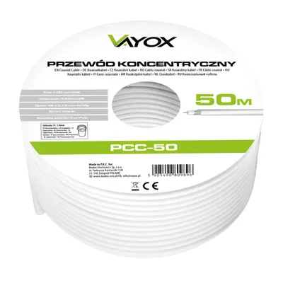 Zdjęcie produktu dla Vayox Kabel Koncentryczny RG6U PCC-50 | 50m | Biały