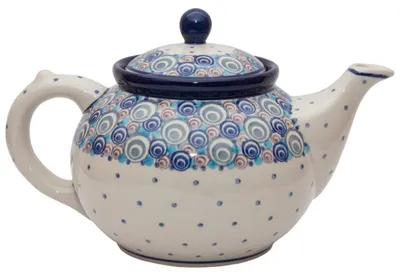 Produktbild von Ceramika Artystyczna Bolesławiec Teekanne HANDMADE 1.2L Vintage Pfauenrad