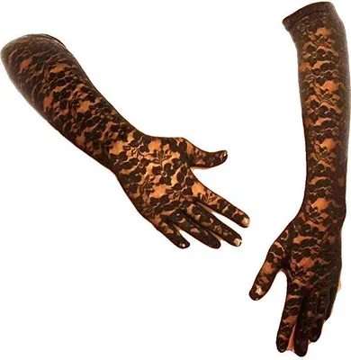 Produktbild von krautwear® Damen Handschuhe Spitze Ellenbogen Lang Abendhandschuhe (schwarz)