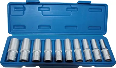 Produktbild von 10 x Lange Steckschlüsseleinsätze Stecknuss Sechskant 6-kant 1/2" Nuss 10-24 mm