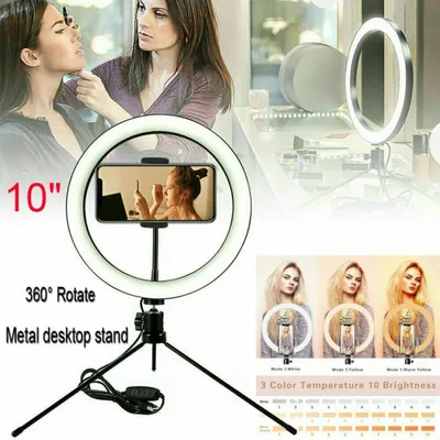 Produktbild von 10" LED Ringlicht mit Ständer für Youtube Tiktok Makeup Video Live Phone Selfie