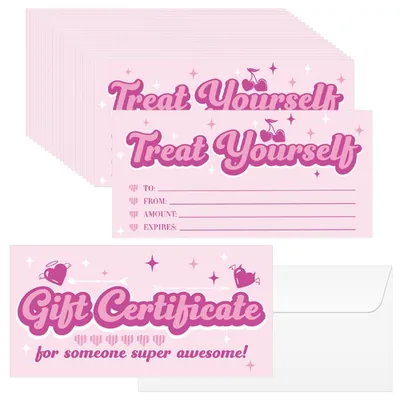 Image de Cartes cadeaux pour salon de coiffure - Coffret de 40 cartes cadeaux vierges avec enveloppes - Pour les salons de coiffure et les instituts de beauté - Rose