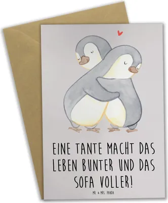 Produktbild von Mr. & Mrs. Panda Glückwunschkarte Bunte Tante - Grau Pastell - Geschenk, weihnachtskarten, hochzeitskarten, Herz, Jubiläen, Familie, Verwandtschaft, Nichte, osterkarte
